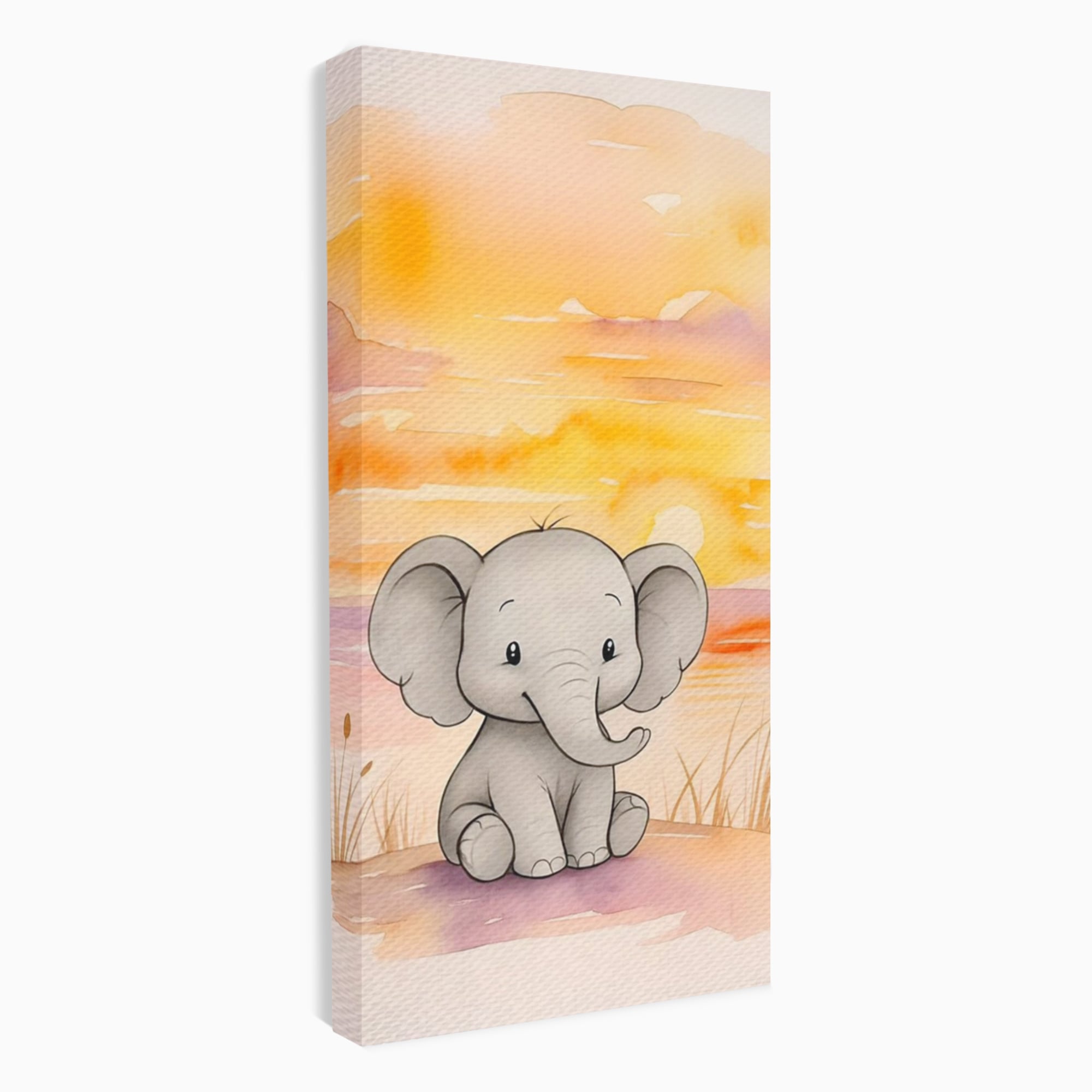 Tablou canvas cu tablou canvas cu un elefantel acuarela, fara rama, pe sasiu de lemn